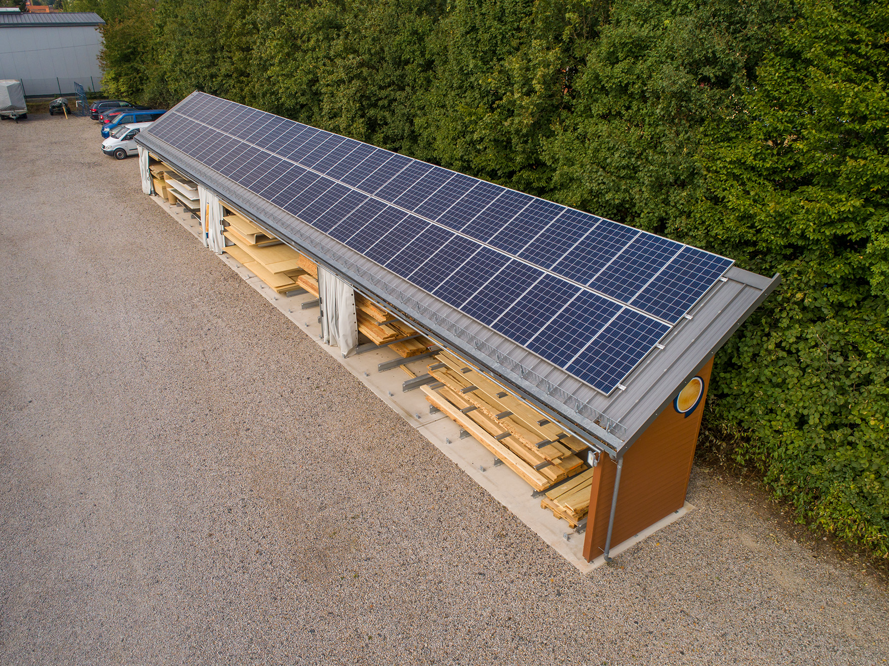 cantilever racking with roof and solar panels