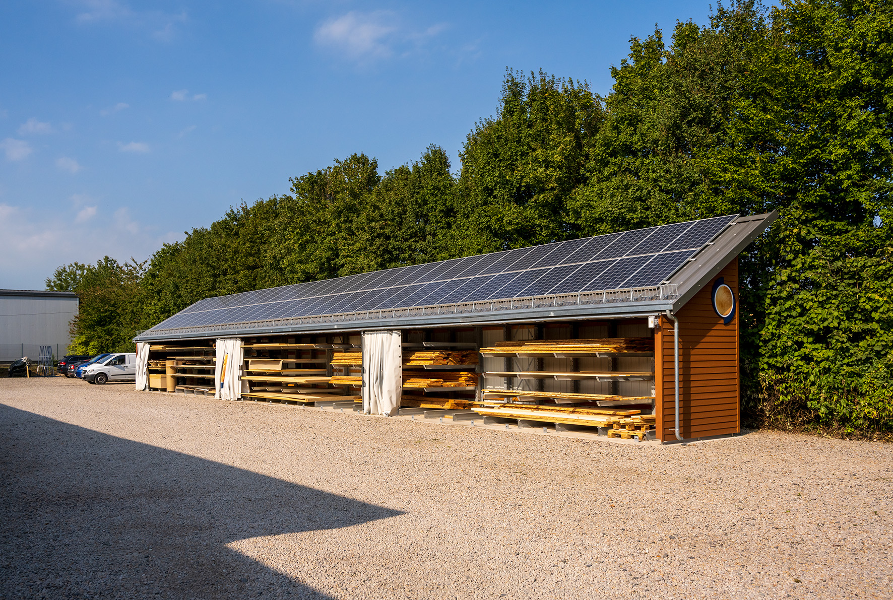 cantilever racking with roof and solar panels